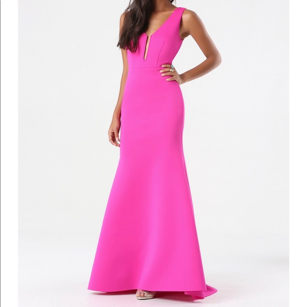 Bebe XS Deep V mermaid gown (scuba material)